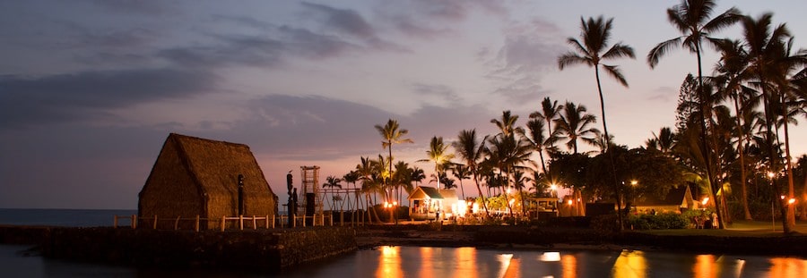 beach party Luau on Big Island Hawaii after sunset