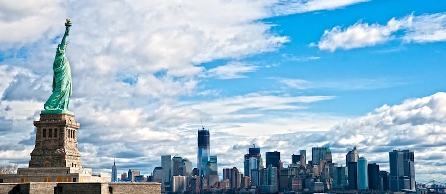 The Statue of Liberty and Manhattan